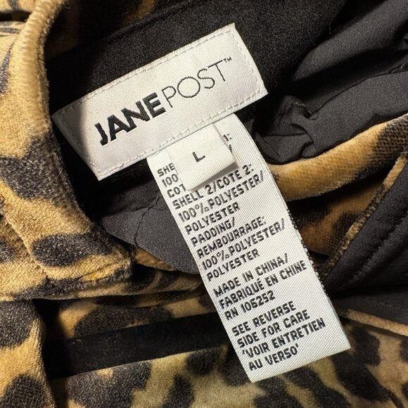 Jane Post Women L Black Leopard Button Front Long Reversible Hooded Coat NWT - Picture 12 of 14